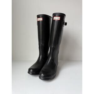 HUNTER Original Refined Gloss Knee-High Rain Riding Boots Womens Sz 7 Eu38 Black
